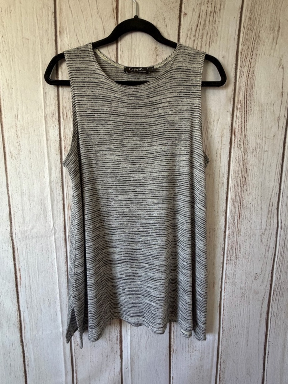 Sympli Sleeveless Space Dye Striped Tunic Top Size 10